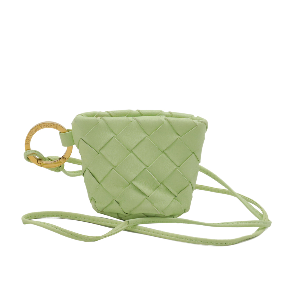 Pre-Loved Bottega Veneta Nappa Intrecciato Cup Coin Pouch with Strap